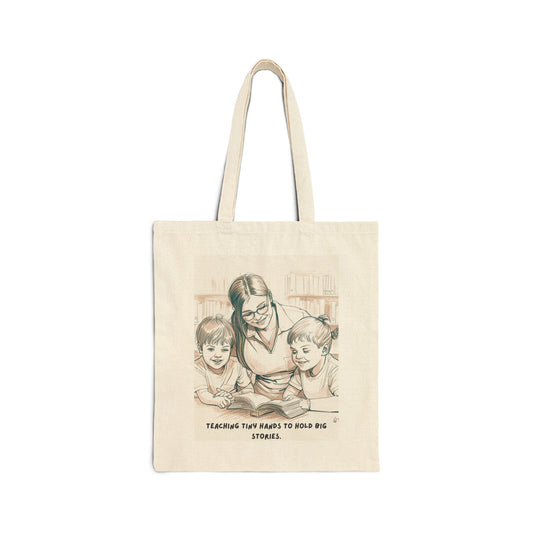 Teaching Tiny Hands to Hold Big Stories Cotton Canvas Tote Bag