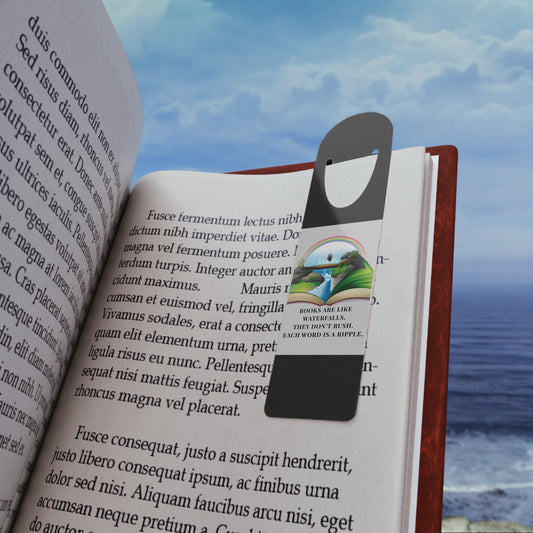 Black Aluminium Bookmark — Books Are Like Waterfalls