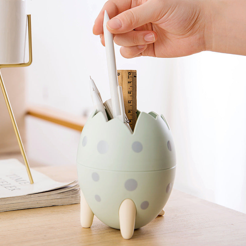 Dinosaur Egg Desktop Storage Box – Pen, Makeup, & Brush Organizer
