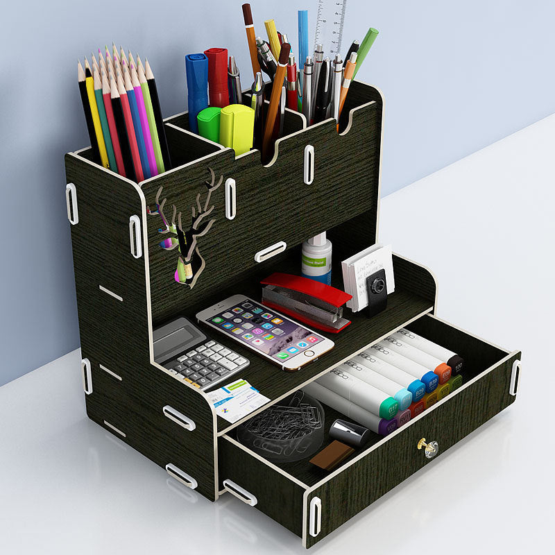 Creative Wooden Pen Holder Desk Organizer for Readers and Professionals
