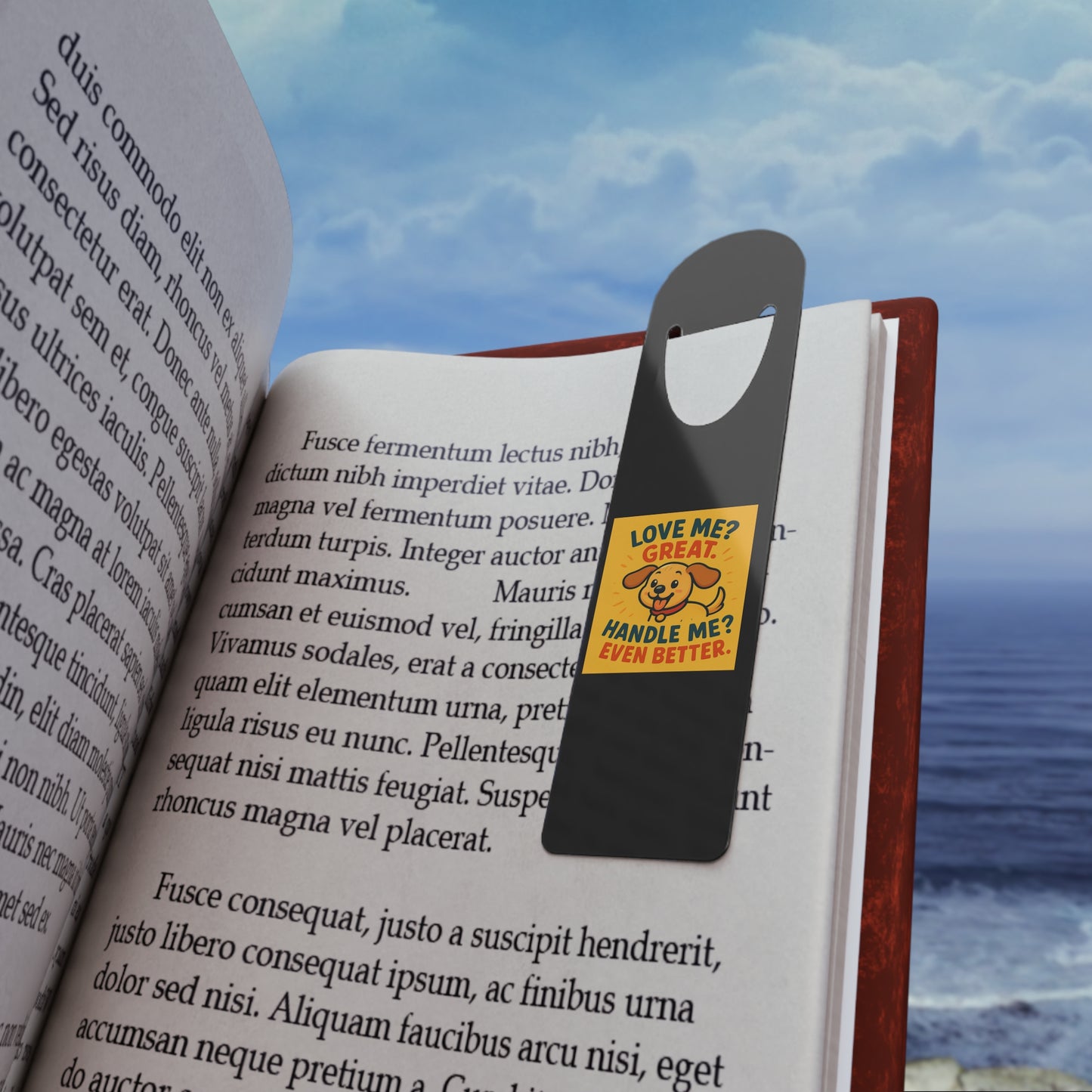 Black Aluminum Bookmark — Love Me, Handle Me Dog