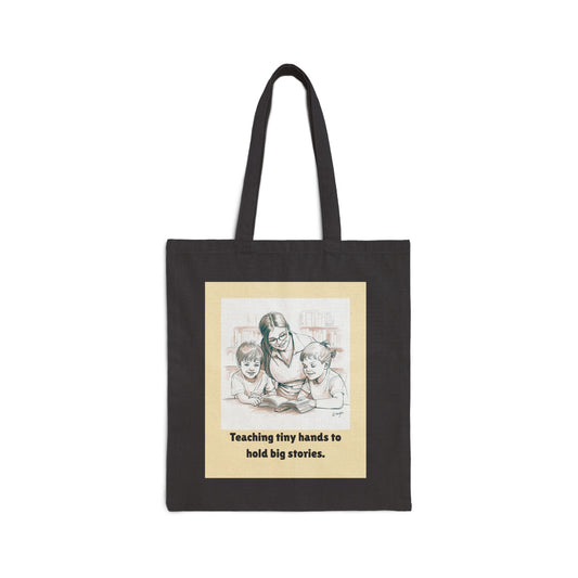 Teaching Tiny Hands to Hold Big Stories — Storytime Learning Cotton Canvas Tote Bag
