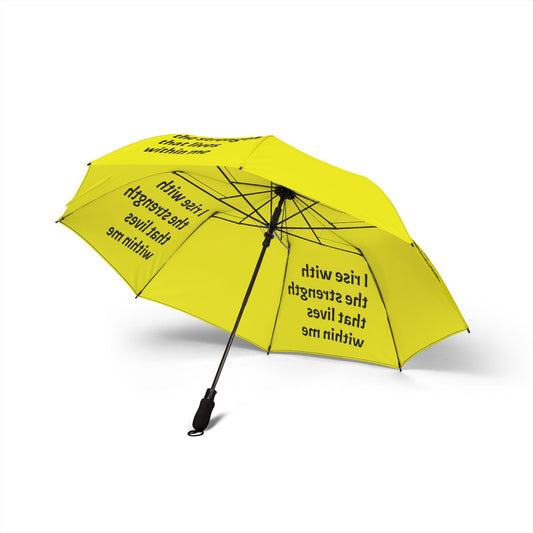 "I Rise With The Strength That Lives Within Me" — Yellow Semi‑Automatic Foldable Umbrella