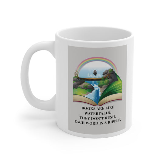Waterfall Story Ceramic Coffee Mug — A Cosy Gift for Book Lovers