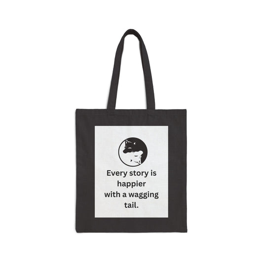 Every Story Is Happier With a Wagging Tail — Yin Yang Dogs Cotton Canvas Tote Bag