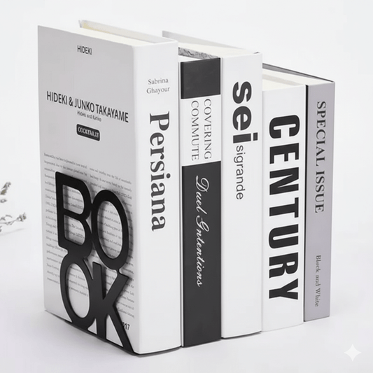 BOOK Metal Bookends Modern Letter Book Holder Heavy Duty Book Support for Shelves and Desks