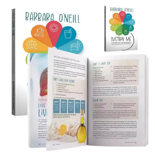 Open book with 'Barbara O'Neill' branding on a white background