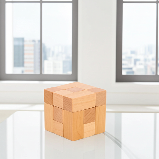 3D Wooden Puzzle Locked Cube Brain Teaser IQ Challenge for Kids Adults