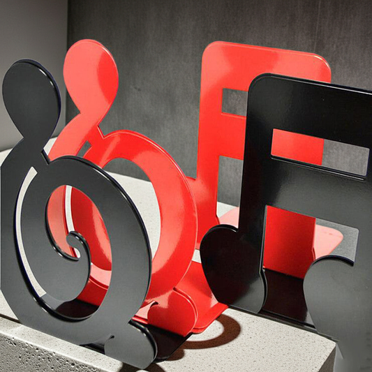 Musical Note Metal Book Stand Decorative Bookend for Desk Shelf Reading Display