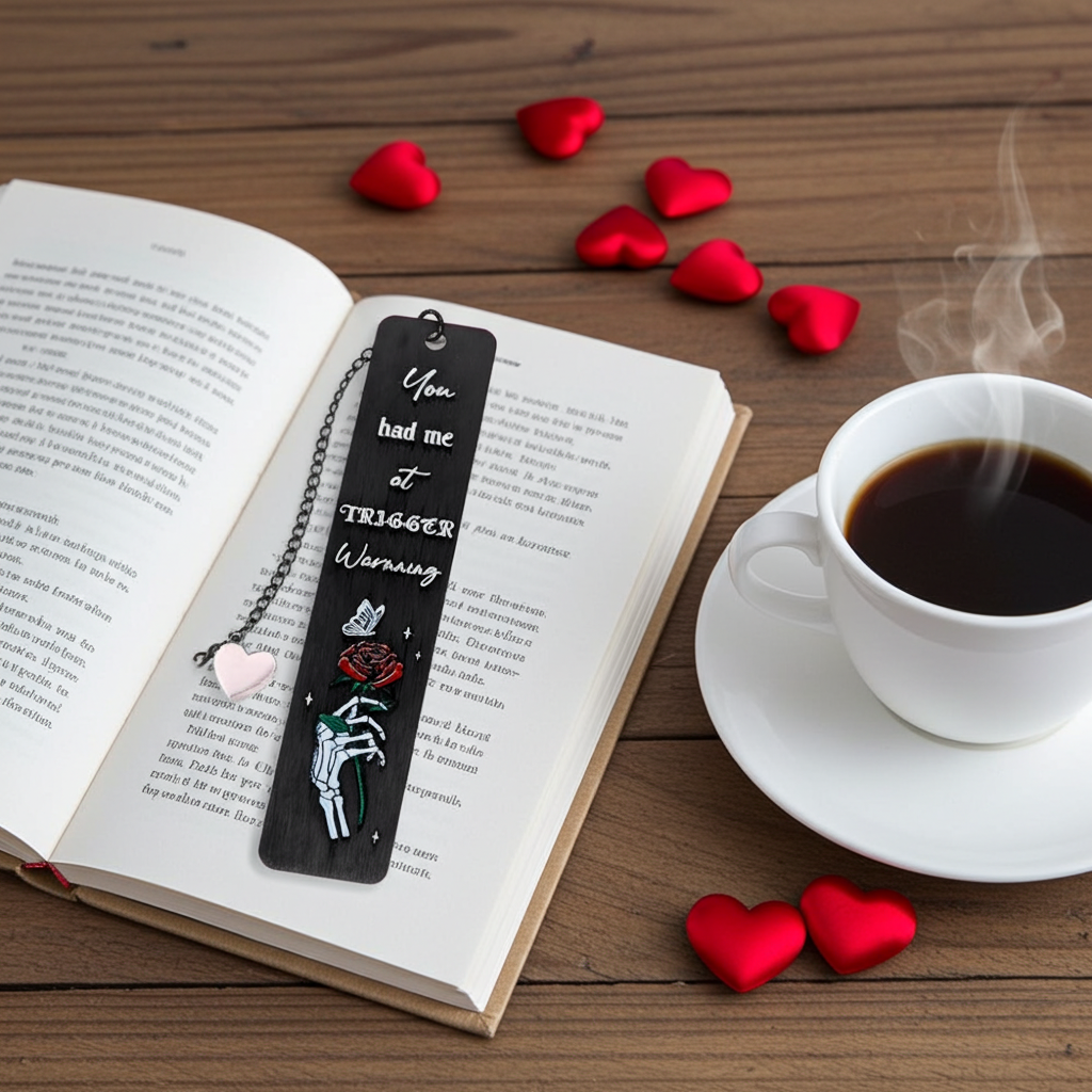 Pink Heart Stainless Steel Bookmark Elegant Valentine Gift for Book Lovers