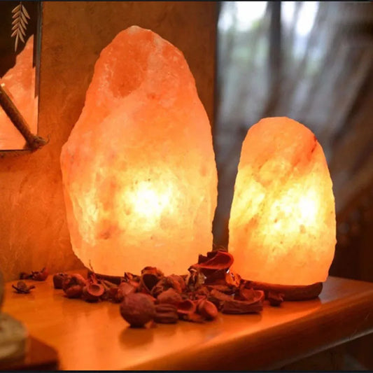 USB Himalayan Salt Lamp with Wood Base
