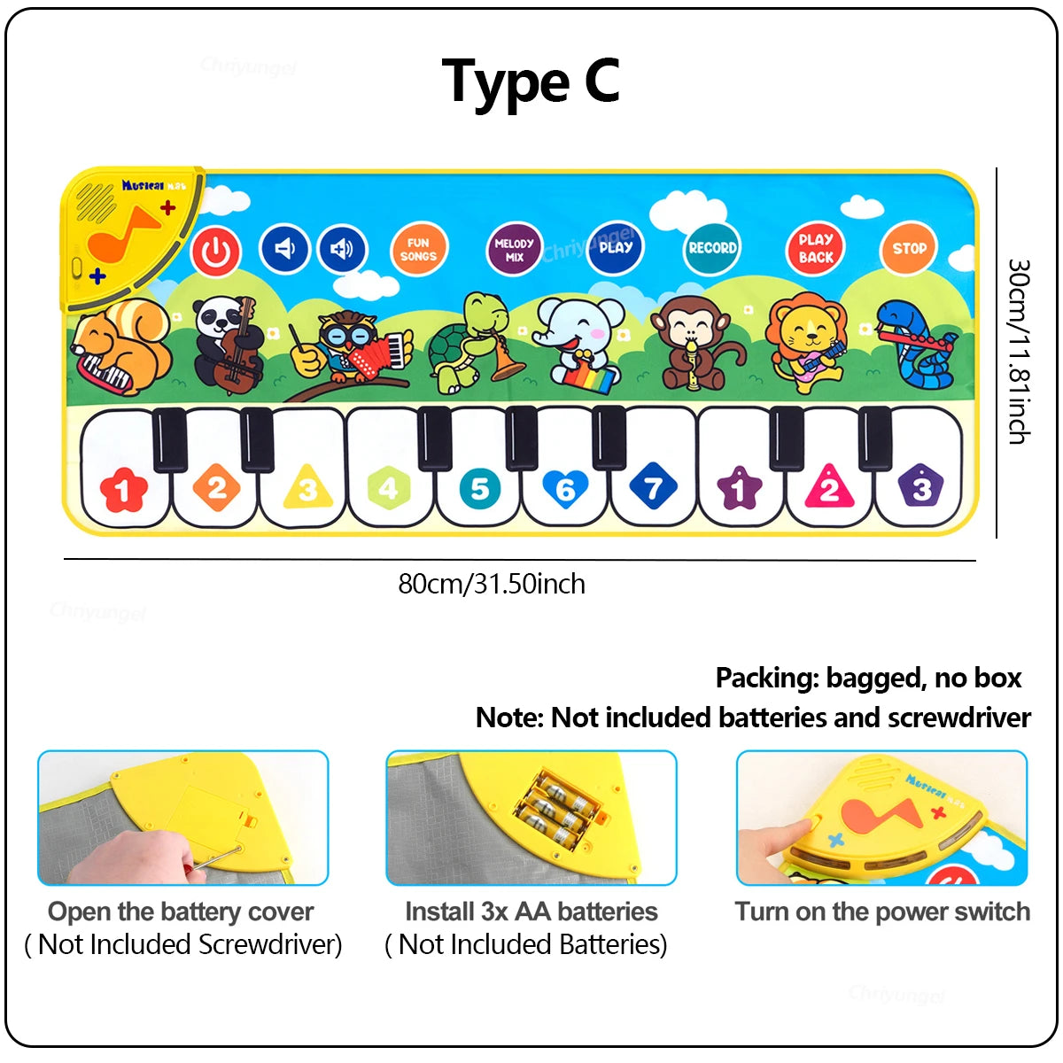 Kids Piano Floor Mat Musical Keyboard Dance Play Mat for Toddlers