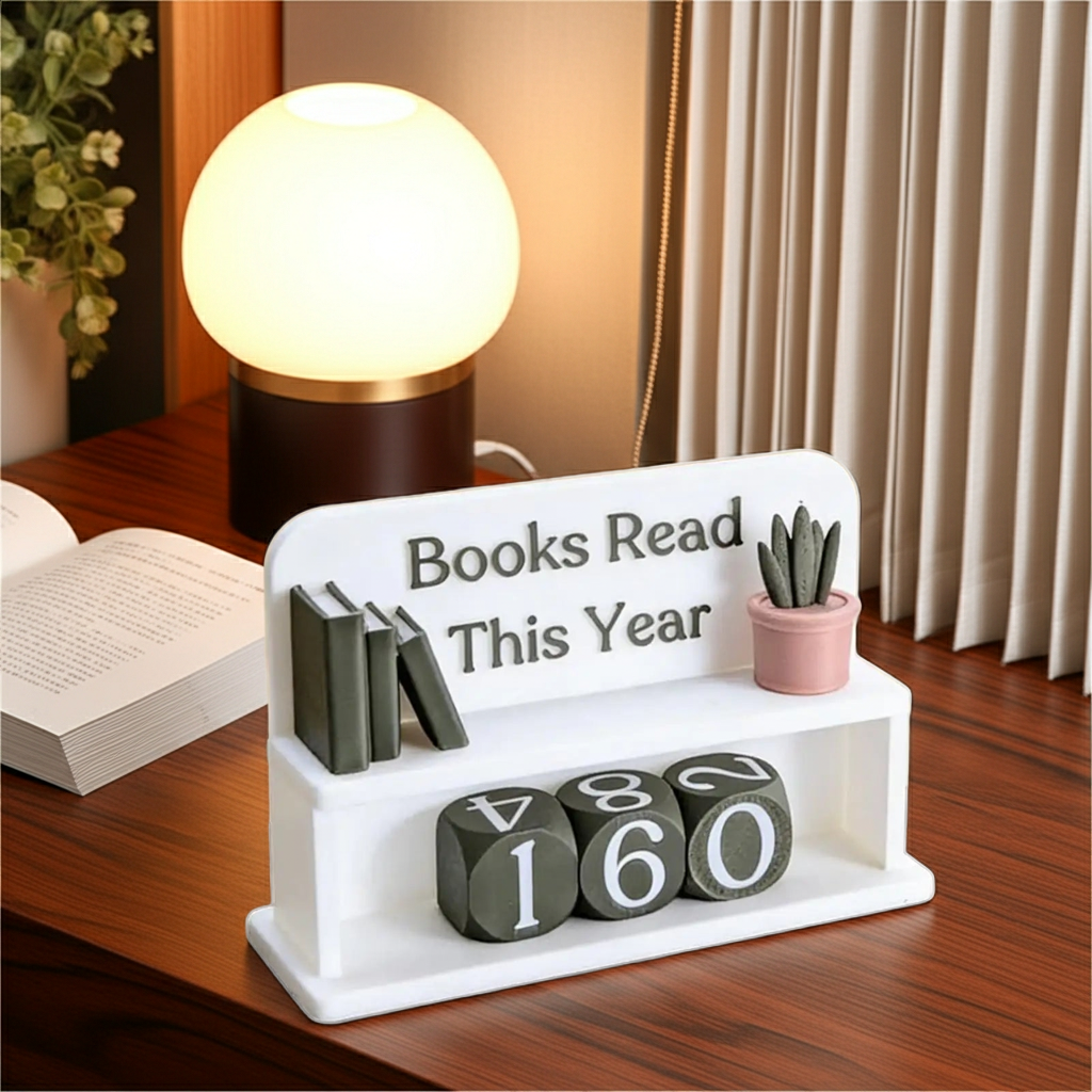 Books Read This Year Counter Bookish Reading Tracker Shelf Ornament for Readers