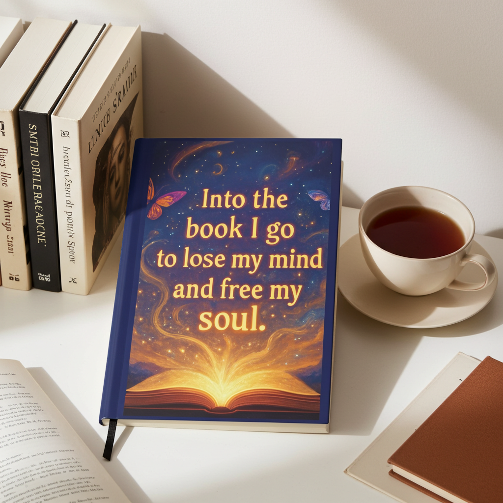 "Into the book I go to lose my mind and free my soul" Magical Hardcover Journal