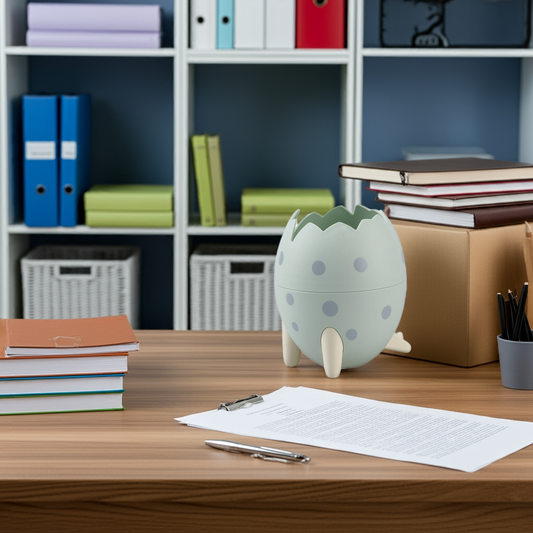 Dinosaur Egg Desktop Storage Box – Pen, Makeup, & Brush Organizer