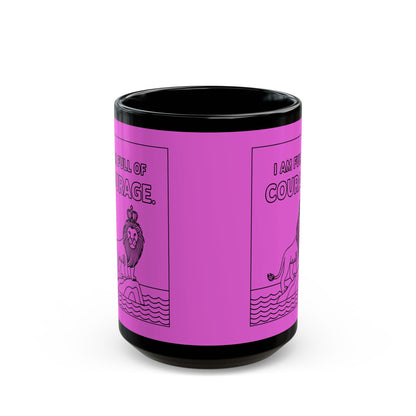 Pink Full of Courage Lion Affirmation Mug