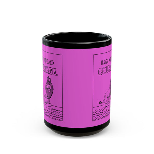 Pink Full of Courage Lion Affirmation Mug