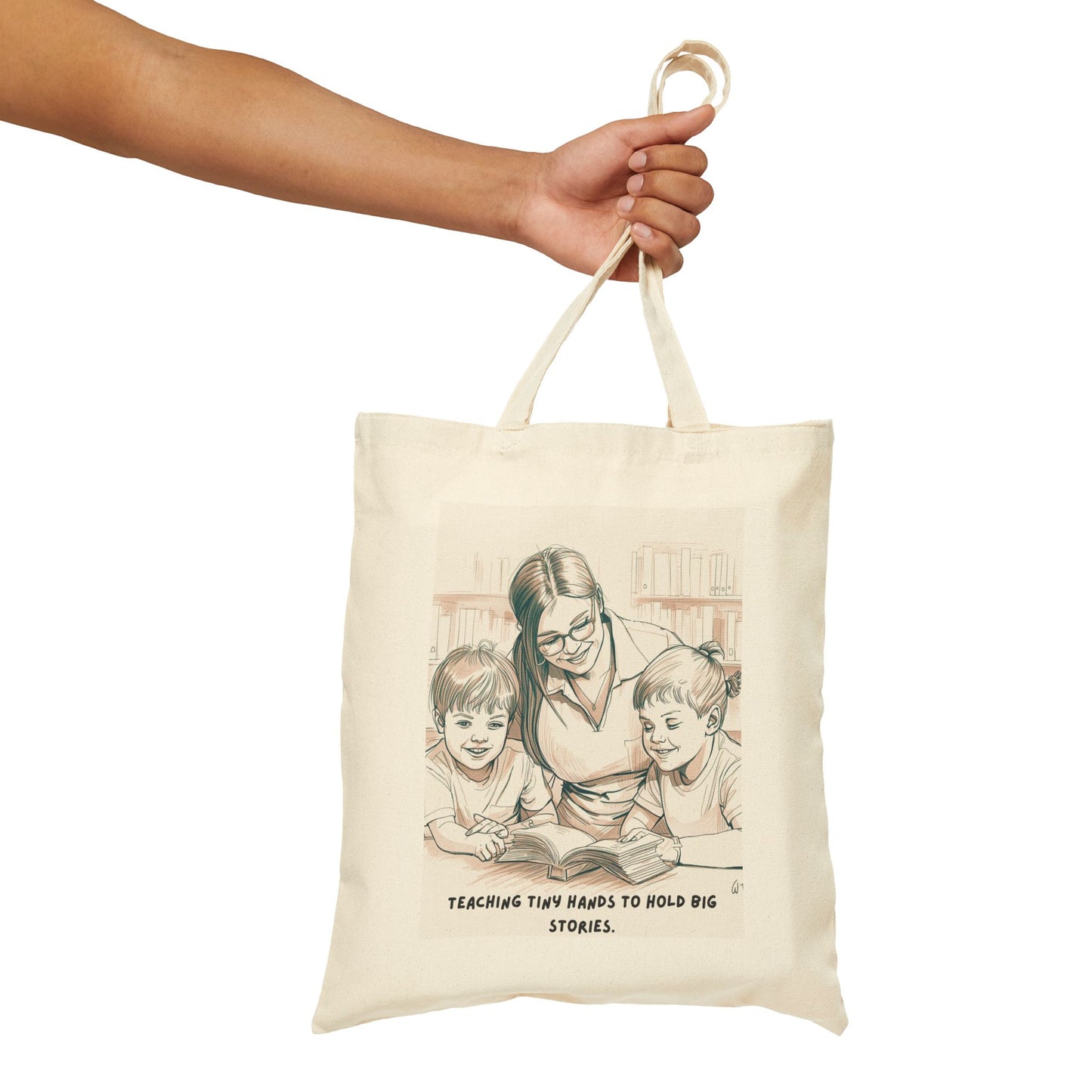 Teaching Tiny Hands to Hold Big Stories Cotton Canvas Tote Bag