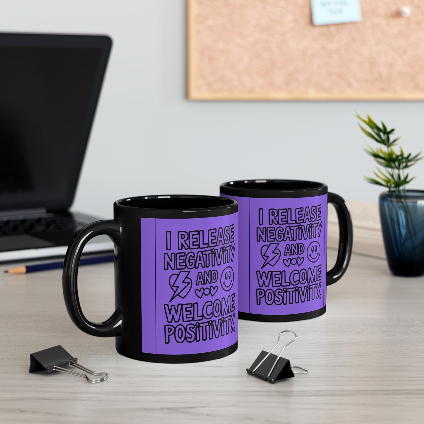 I Release Negativity and Welcome Positivity — Purple Design Ceramic Mug