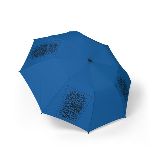“I Am Free To Create The Life I Want” — Royal Blue Semi‑Automatic Foldable Umbrella