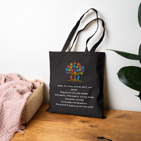 Under This Tree Eco-Friendly Cotton Canvas Tote Bag – Inspirational Quote Gift for Book Lovers & Readers