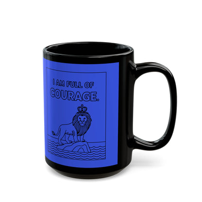 Dark Blue Full of Courage Lion Affirmation Mug