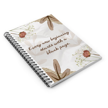 Floral Inspirational Spiral Notebook — "Every new beginning starts with a blank page"