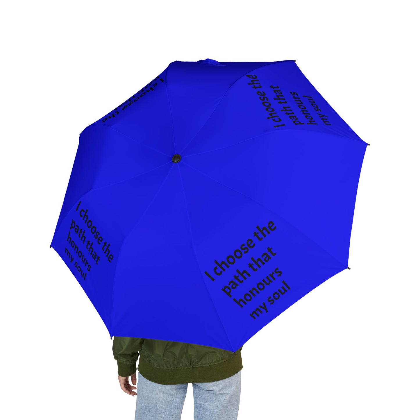 "I Choose The Path That Honours My Soul" — Royal Blue Semi‑Automatic Foldable Umbrella