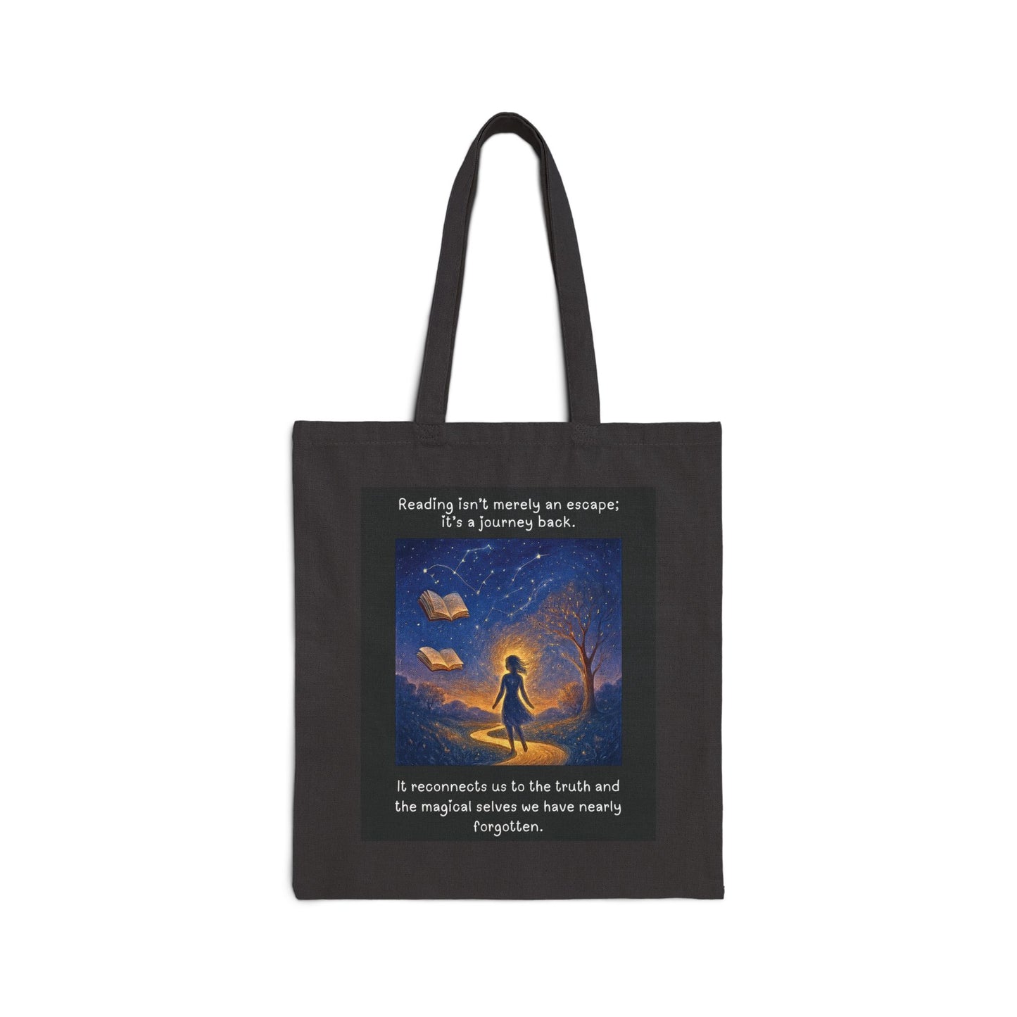Reading Is a Journey Back Canvas Tote Bag | Inspirational Book Lover Tote