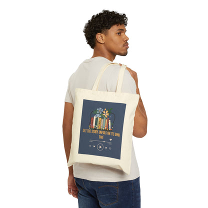 Cotton Canvas Tote Bag Let the Story Unfold Book Lover Everyday Tote