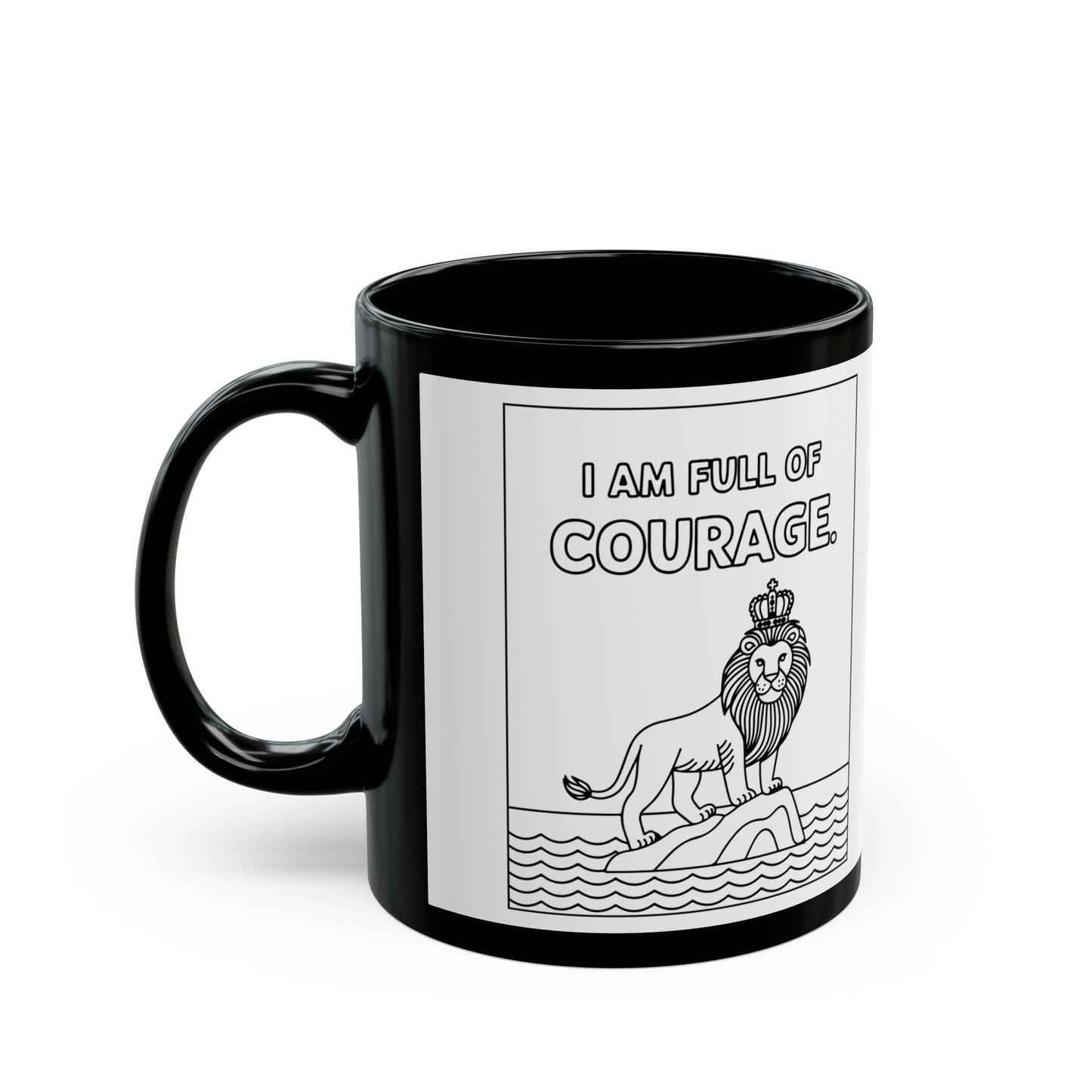 White Full of Courage Lion Affirmation Mug