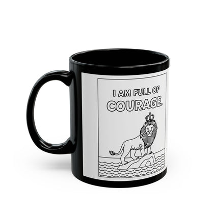 White Full of Courage Lion Affirmation Mug