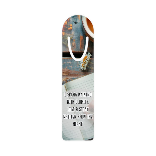book mark for reader  with a quote and a floral design on a white background