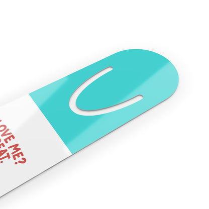 Blue Aluminum Bookmark — Love Me, Handle Me Cat