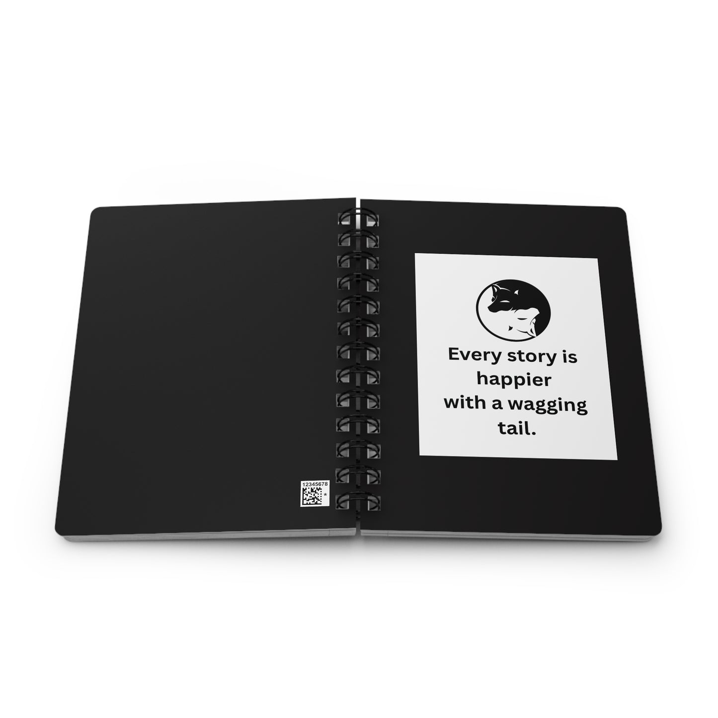Every Story Is Happier With a Wagging Tail — Yin Yang Dogs Spiral Notebook for Writing & Quiet Moments (Black Cover)