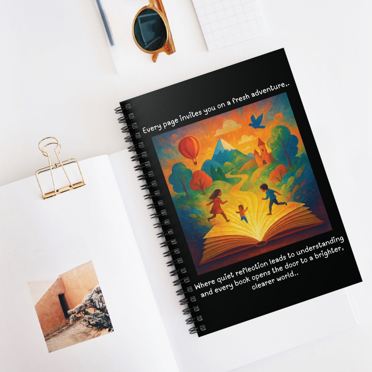 Adventure Quote Spiral Notebook — 'Every page invites you on a fresh adventure' Ruled Journal