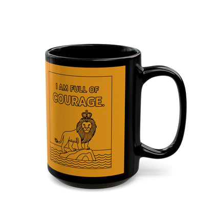 Yellow Full of Courage Lion Affirmation Mug
