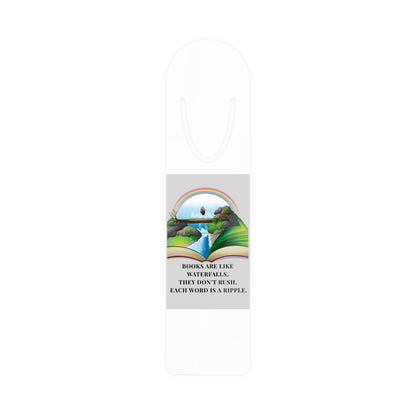 White Aluminium Bookmark — Books Are Like Waterfalls