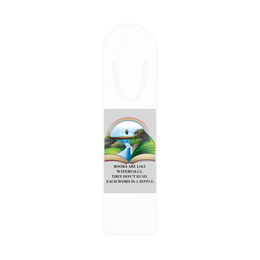 White Aluminium Bookmark — Books Are Like Waterfalls