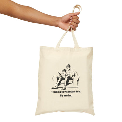 Teaching Tiny Hands to Hold Big Stories — Reading Together Cotton Canvas Tote Bag