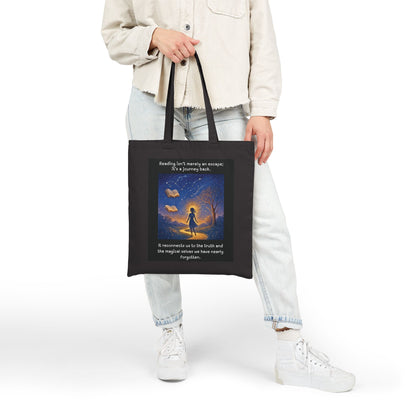 Reading Is a Journey Back Canvas Tote Bag | Inspirational Book Lover Tote