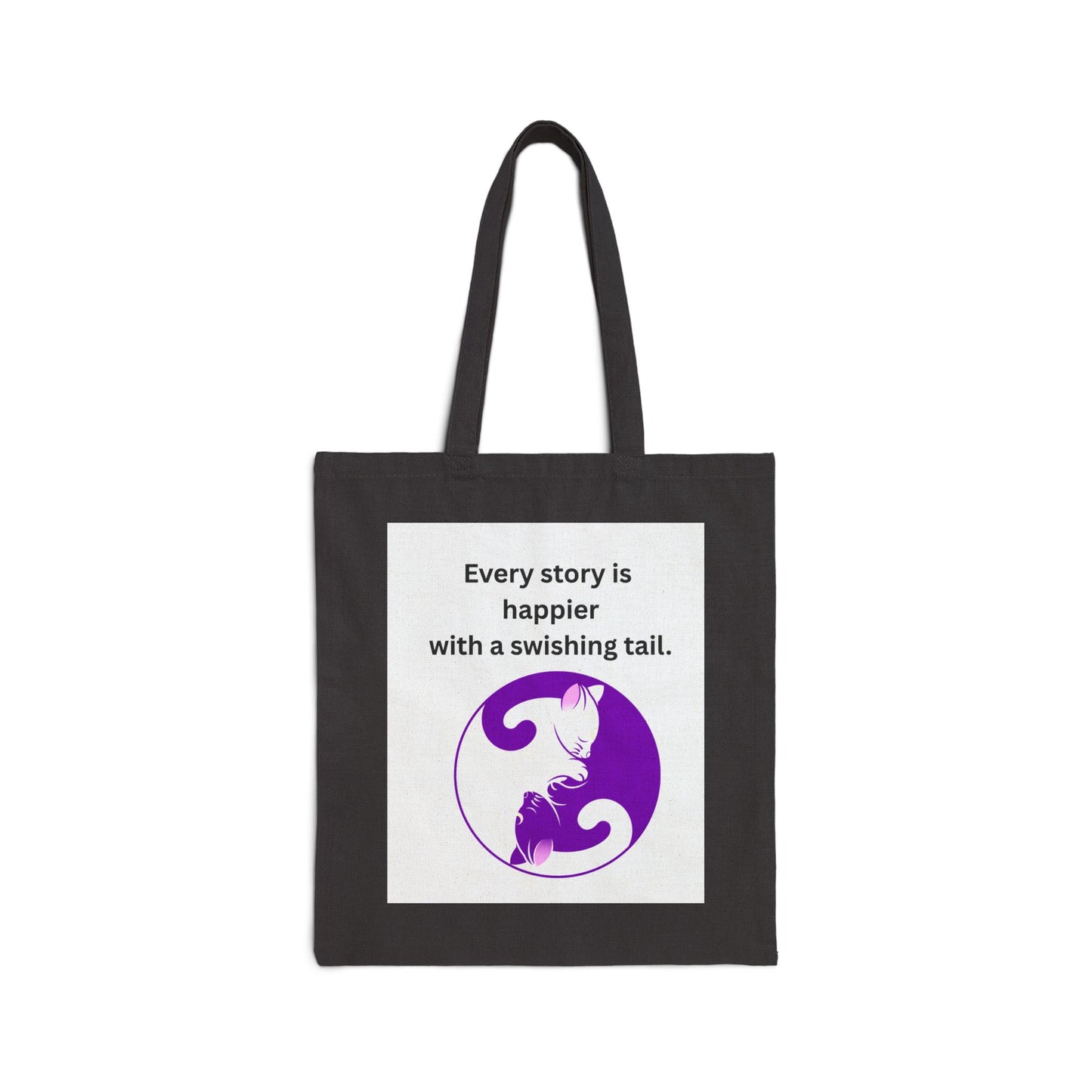 Every Story Is Happier With a Swishing Tail — Yin Yang Cats Cotton Canvas Tote Bag