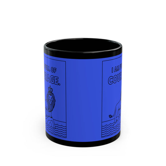 Dark Blue Full of Courage Lion Affirmation Mug