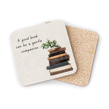 Book lover Coffee Lover Coaster set with books and plant design on a white background