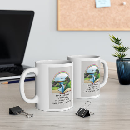 Waterfall Story Ceramic Coffee Mug — A Cosy Gift for Book Lovers