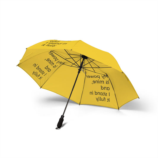 "My Power Is Mine, And I Stand In It Fully" — Yellow Semi‑Automatic Foldable Umbrella