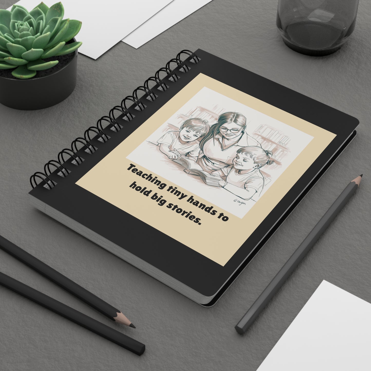 Teaching Tiny Hands to Hold Big Stories — Storytime Learning Spiral Notebook for Writing & Quiet Moments (Black Cover)