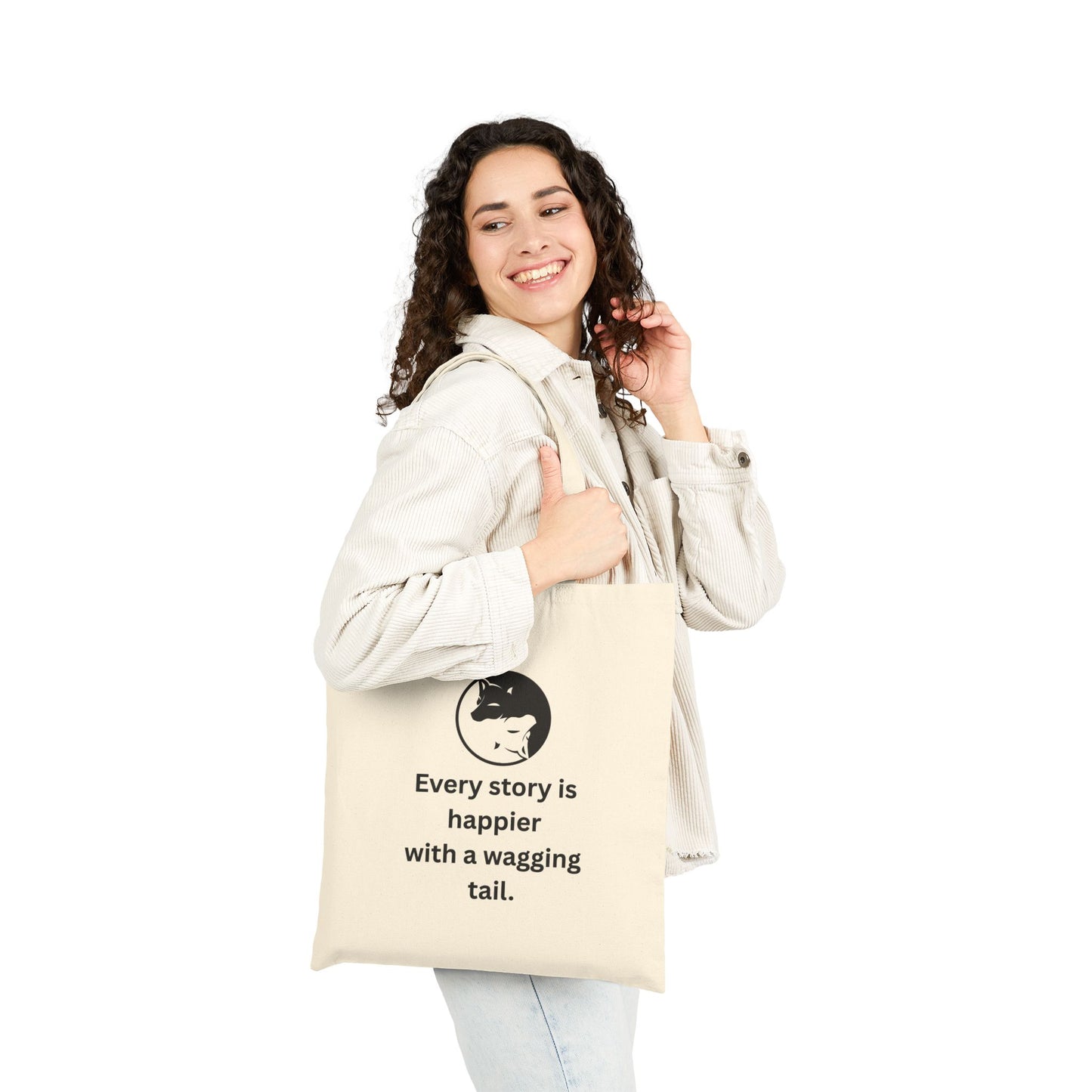 Every Story Is Happier With a Wagging Tail — Yin Yang Dogs Cotton Canvas Tote Bag