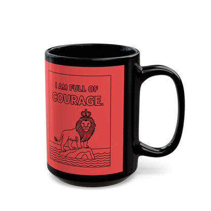 Red Full of Courage Lion Affirmation Mug