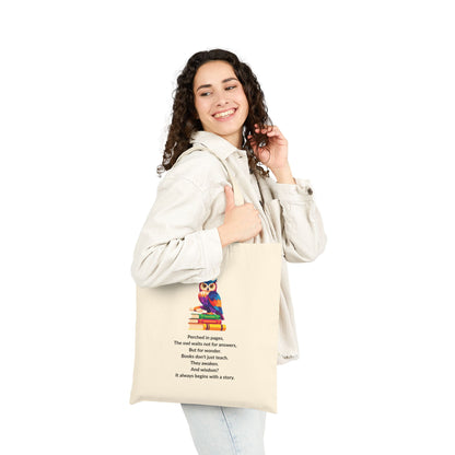 The Owl Who Carries Stories — A Tote for Readers and Dreamers